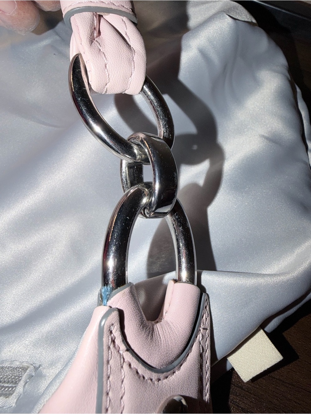 Coach 16787 Soft Pale Pink Leather Shoulder Bag with Chain Detail - Picture 7 of 15